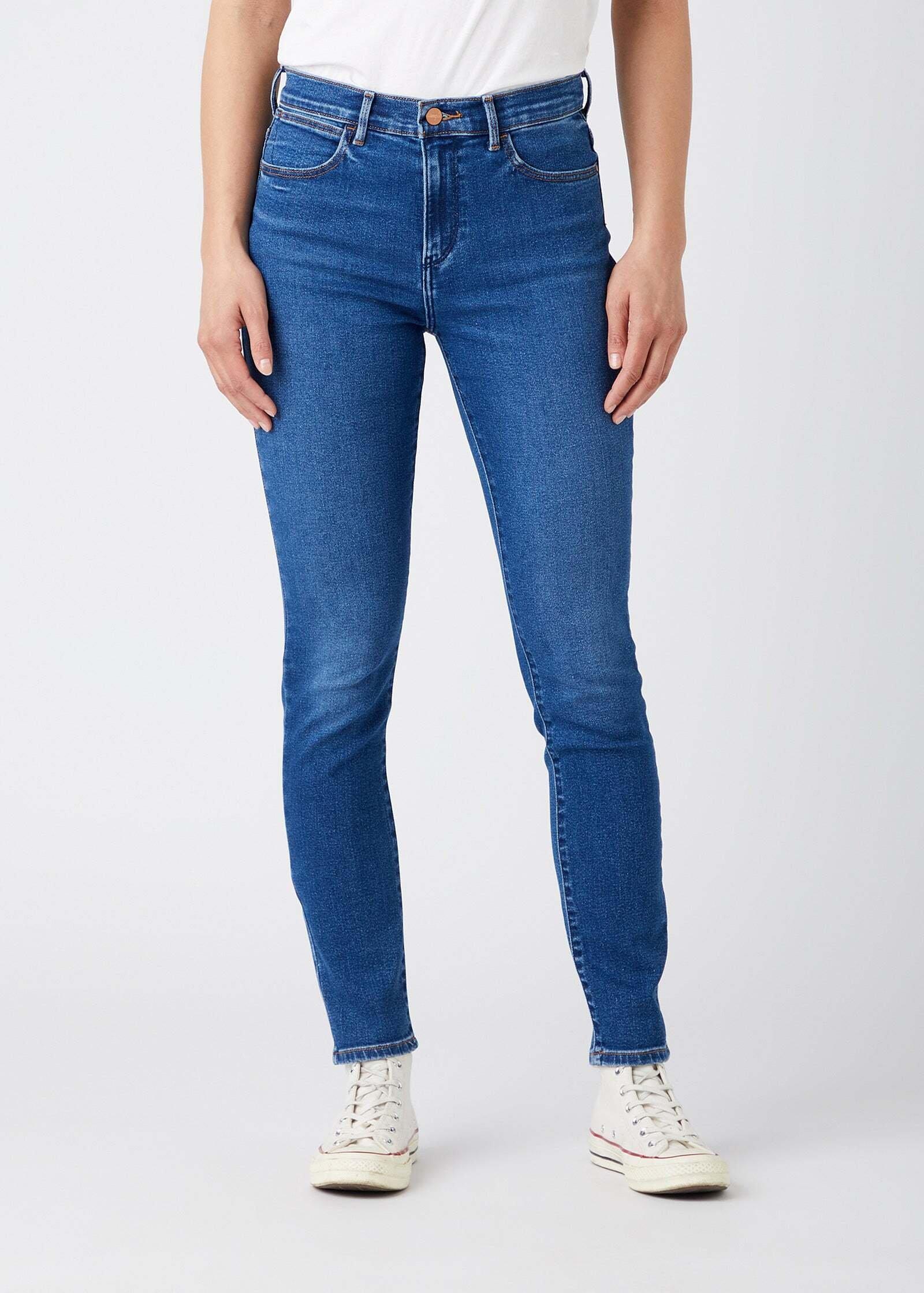 Jeans Skinny Fit High Rise Damen Blau Denim L32/W31 von Wrangler