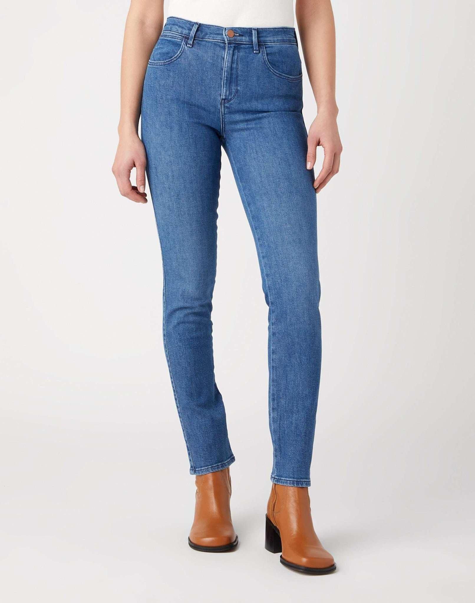 Jeans Slim Fit Slim Damen Blau L32/W33 von Wrangler