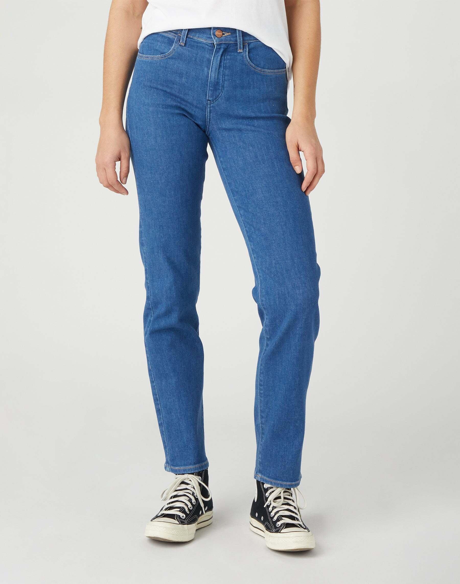 Jeans Straight Damen Blau L34/W29 von Wrangler