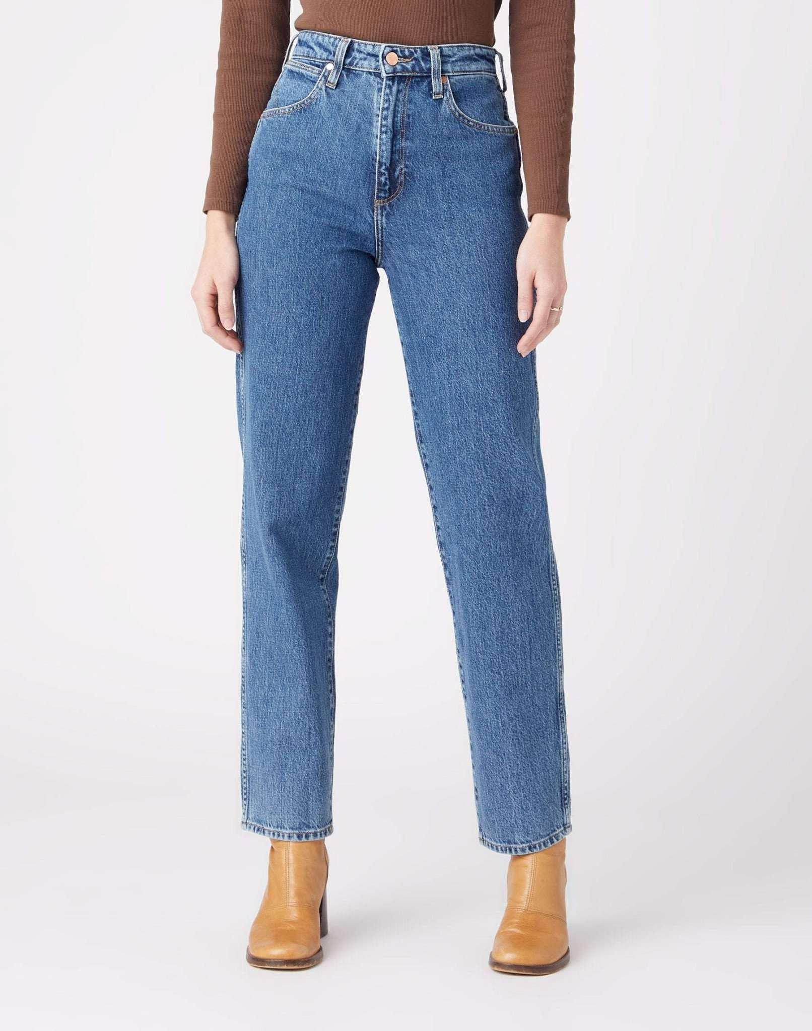 Jeans Straight Leg Mom Damen Blau Denim W28 von Wrangler