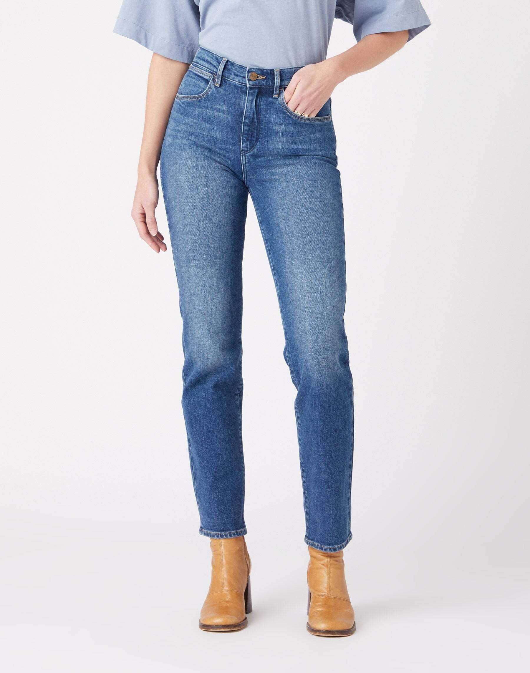 Jeans Straight Leg Straight Damen Blau Denim L32/W27 von Wrangler