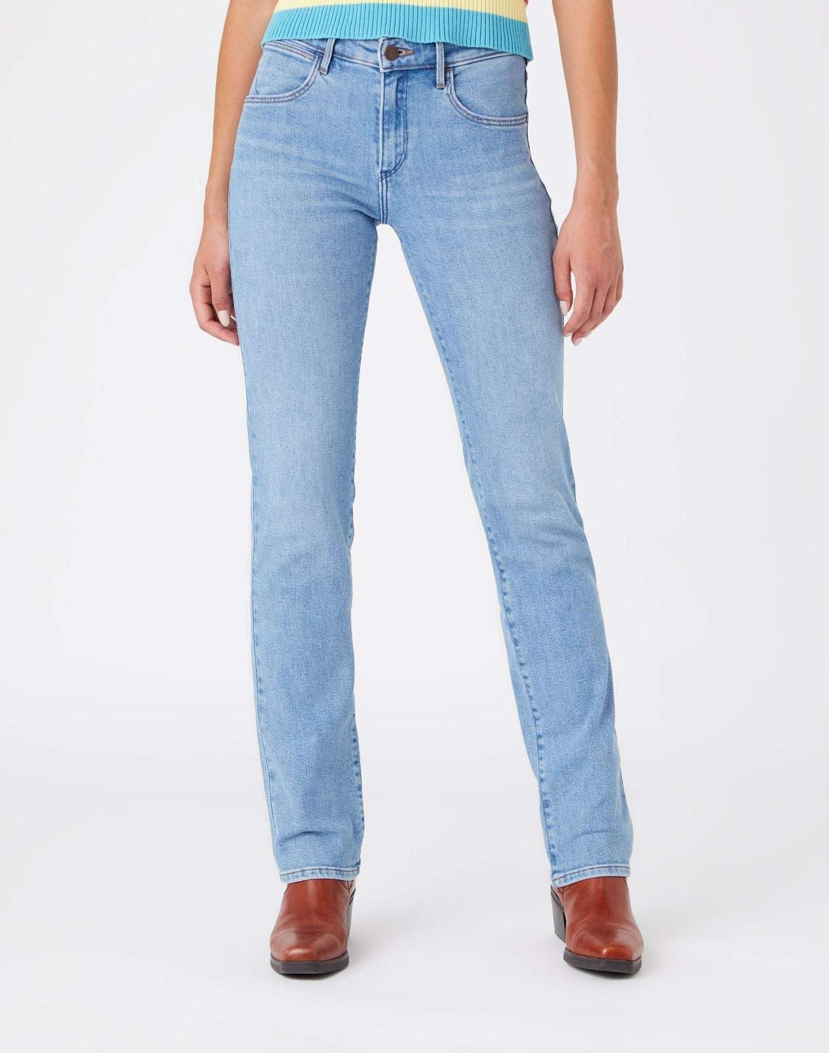 Jeans Straight Leg Straight Damen Hellblau L32/W30 von Wrangler