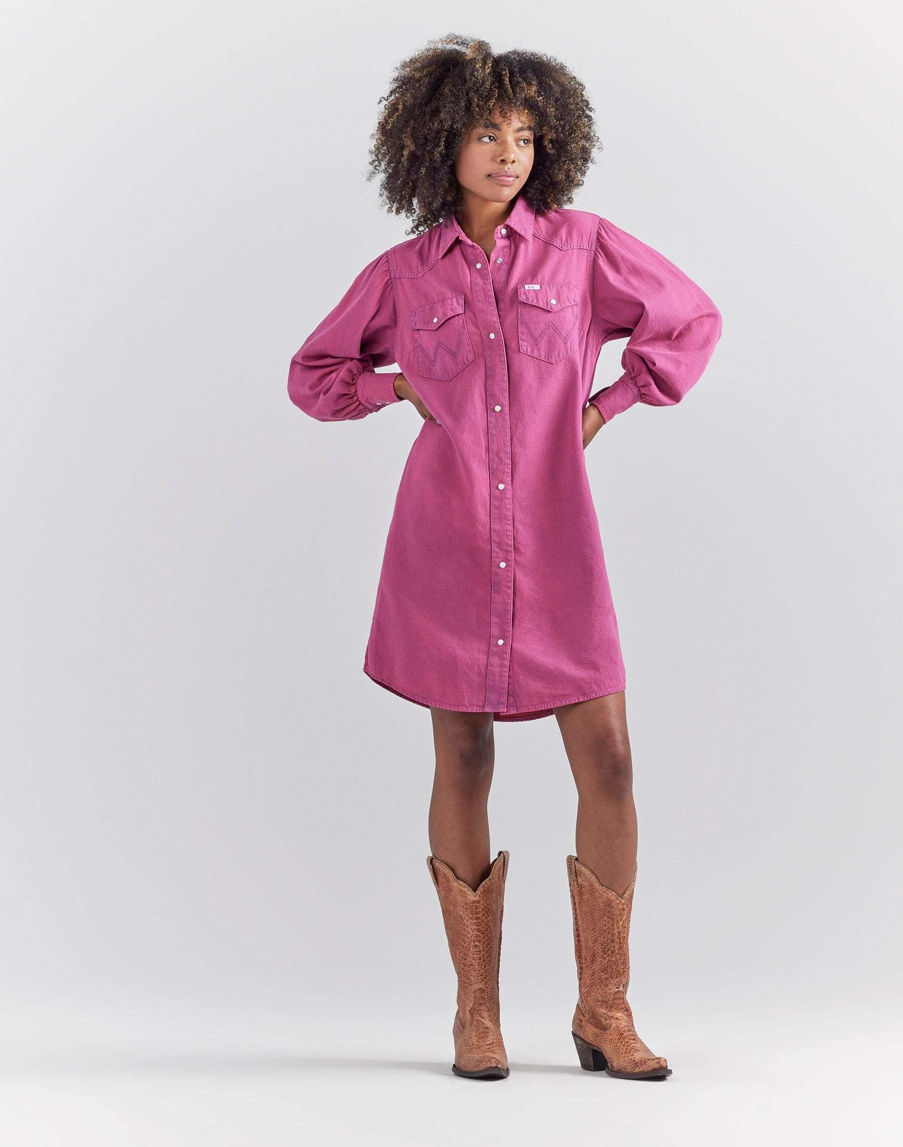 Jeanskleid Shirt Dress Damen Pink XS von Wrangler