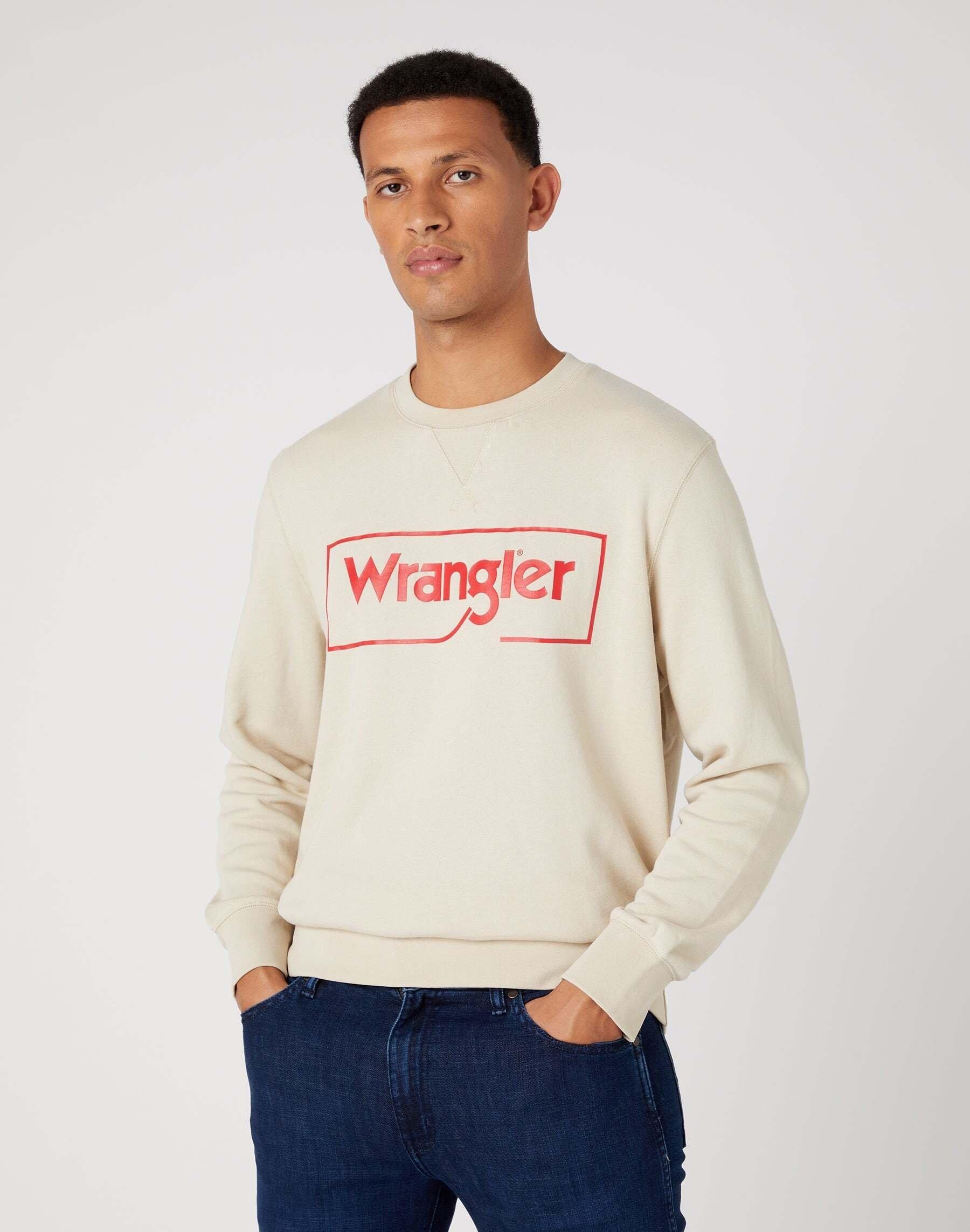 Sweatshirt Frame Logo Crew Herren Beige L von Wrangler