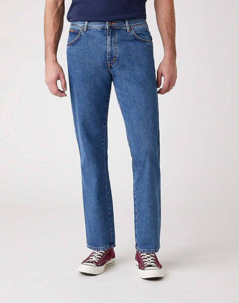 Jeans Straight Leg Texas Herren Blau Denim L32/W40 von Wrangler