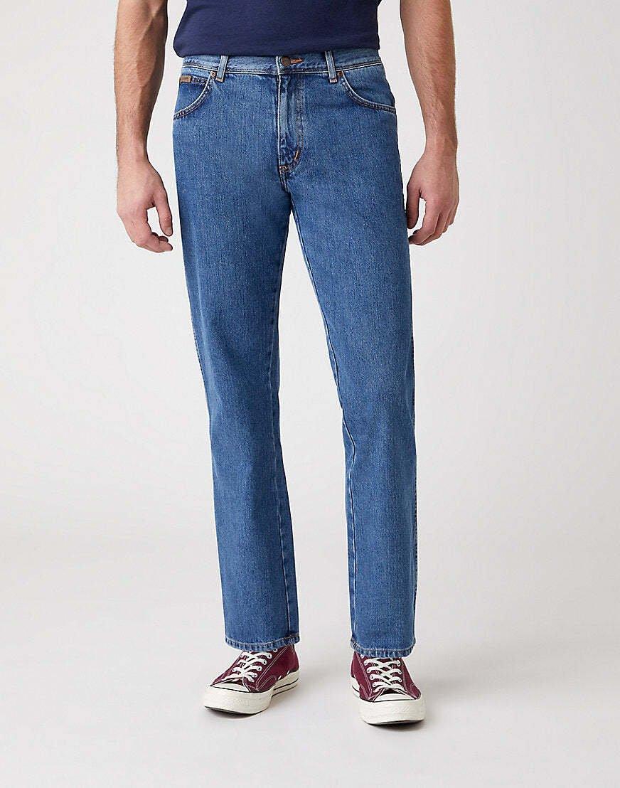 Jeans Straight Leg Texas Herren Blau Denim L32/W38 von Wrangler