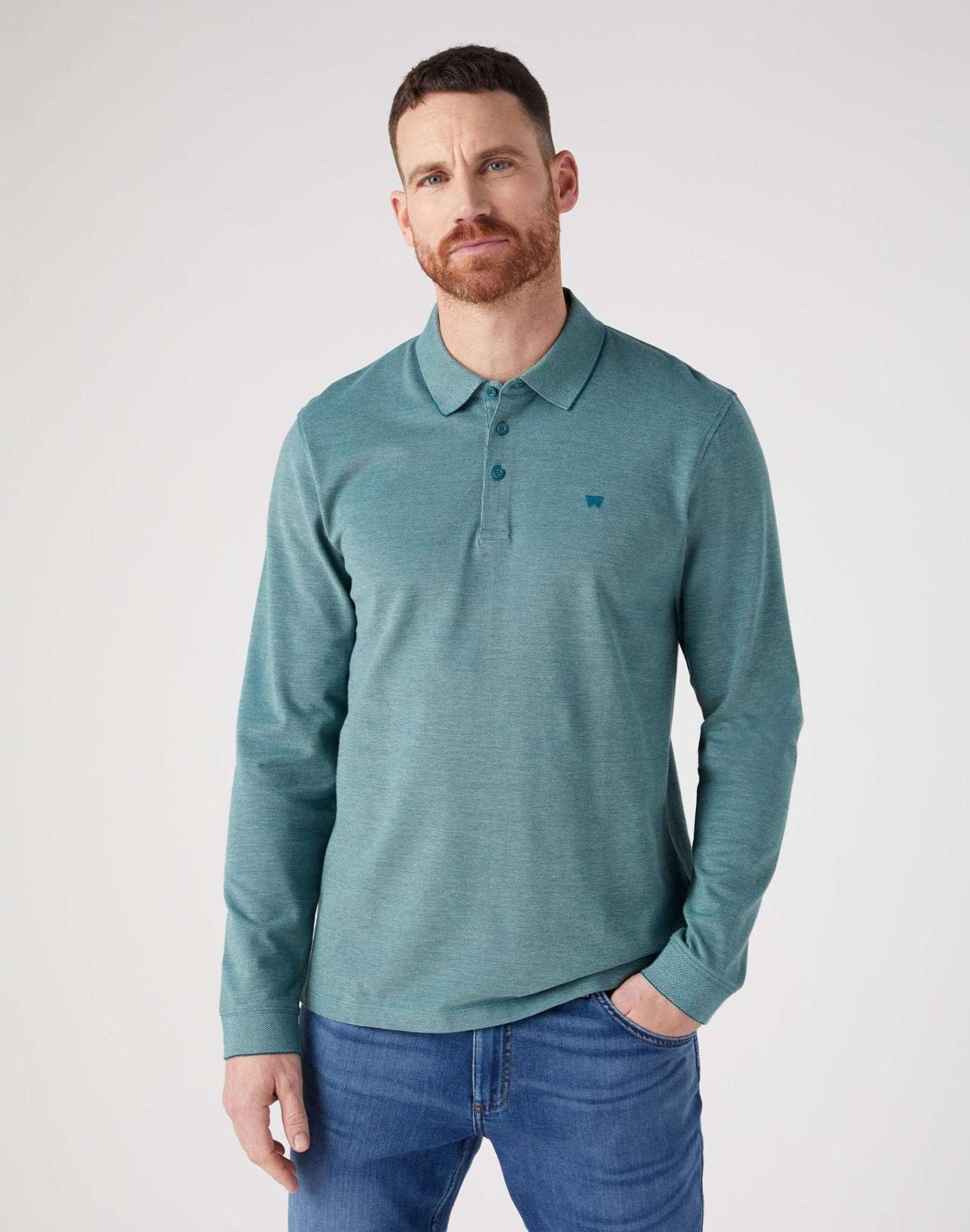 Pullover Ls Refined Polo Herren Grün S von Wrangler