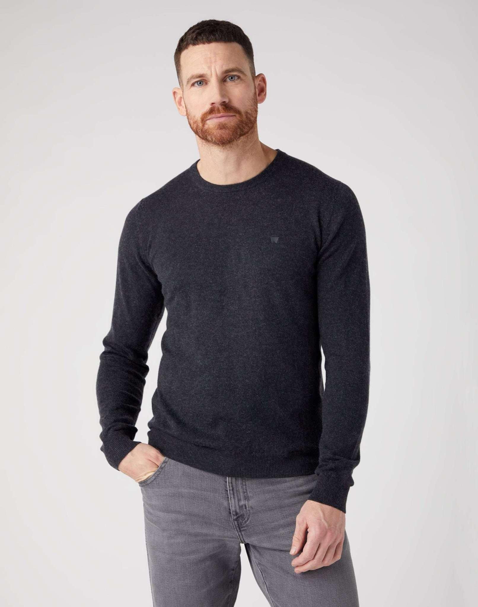 Strickpullover Crew Herren Taubengrau S von Wrangler