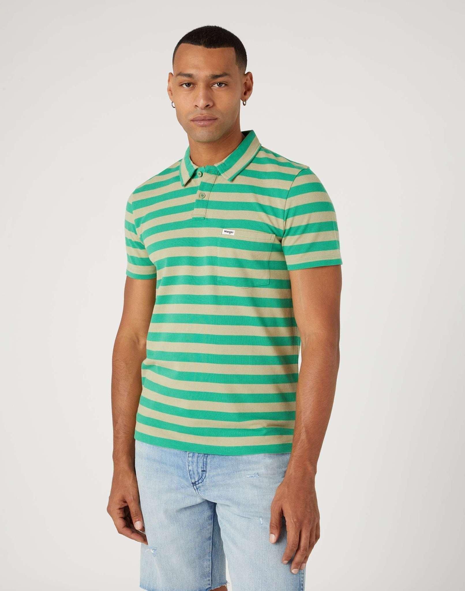 Stripe Polo Shirt Herren Grün S von Wrangler