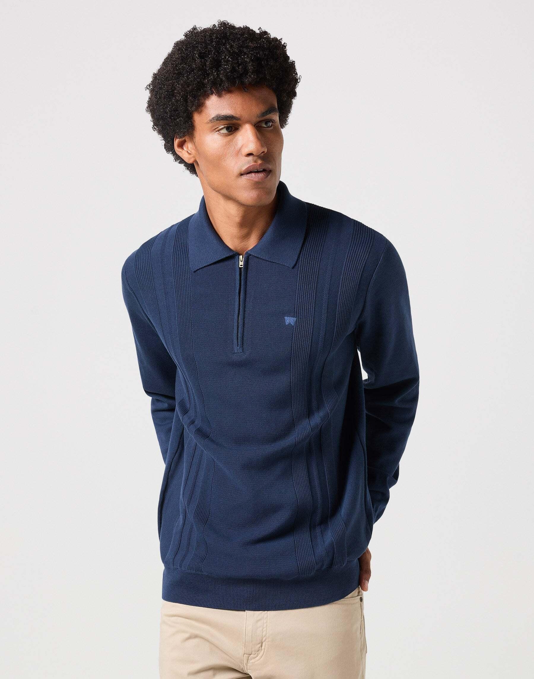 Sweatshirts Longsleeves Polo Sweater Herren Blau L von Wrangler