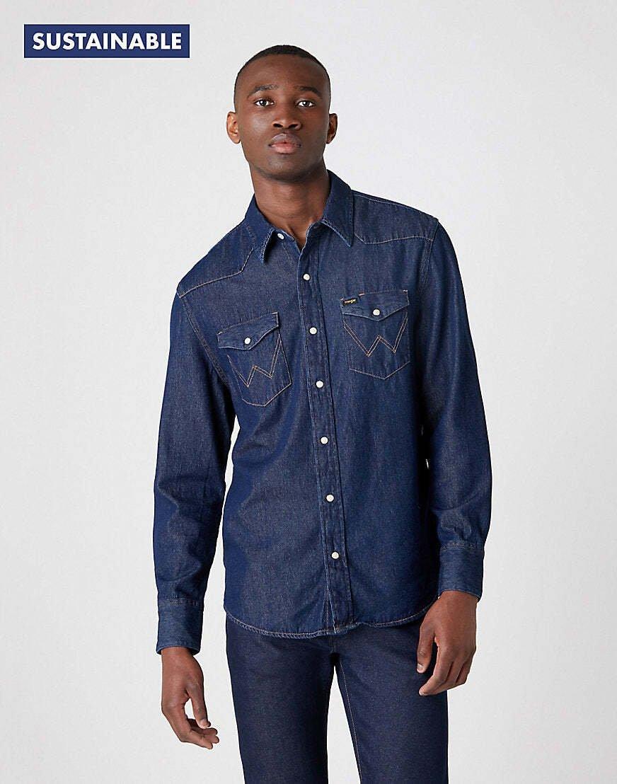 Hemd 27mw Western Herren Blau Denim S von Wrangler