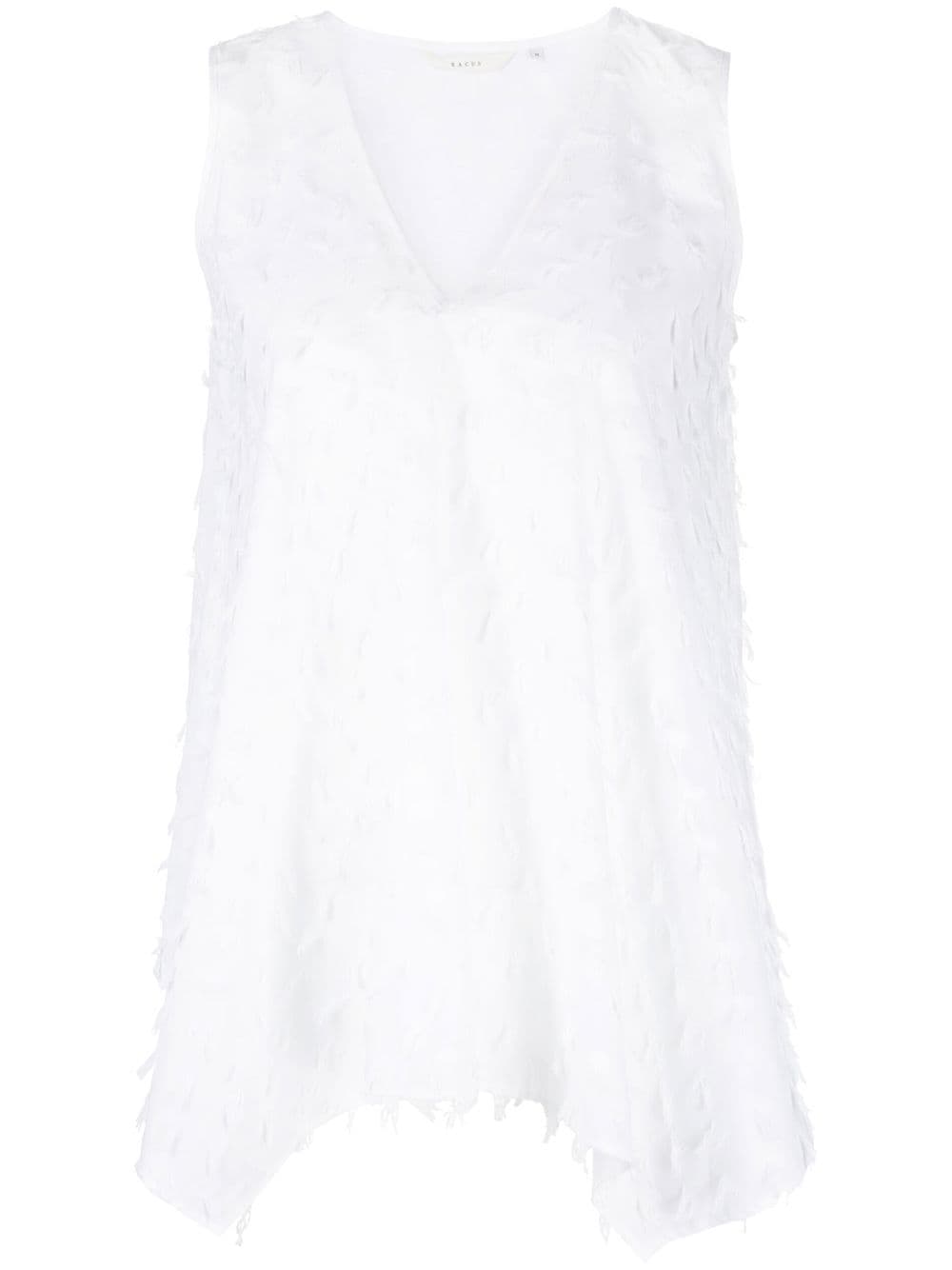 Xacus sleeveless assymetric top - White