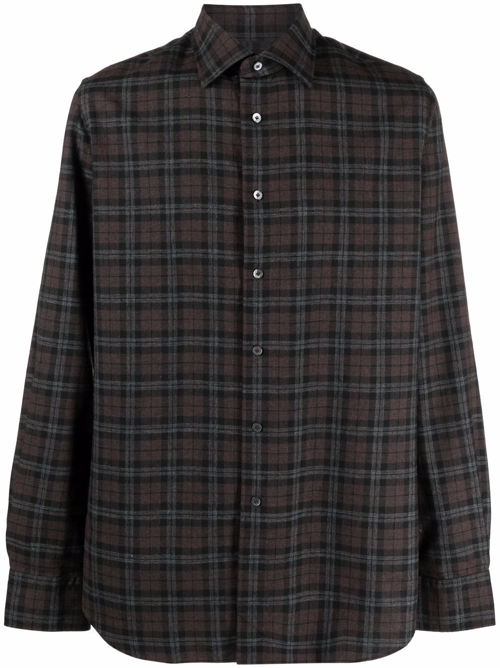 Xacus tartan-print wool shirt - Brown von Xacus