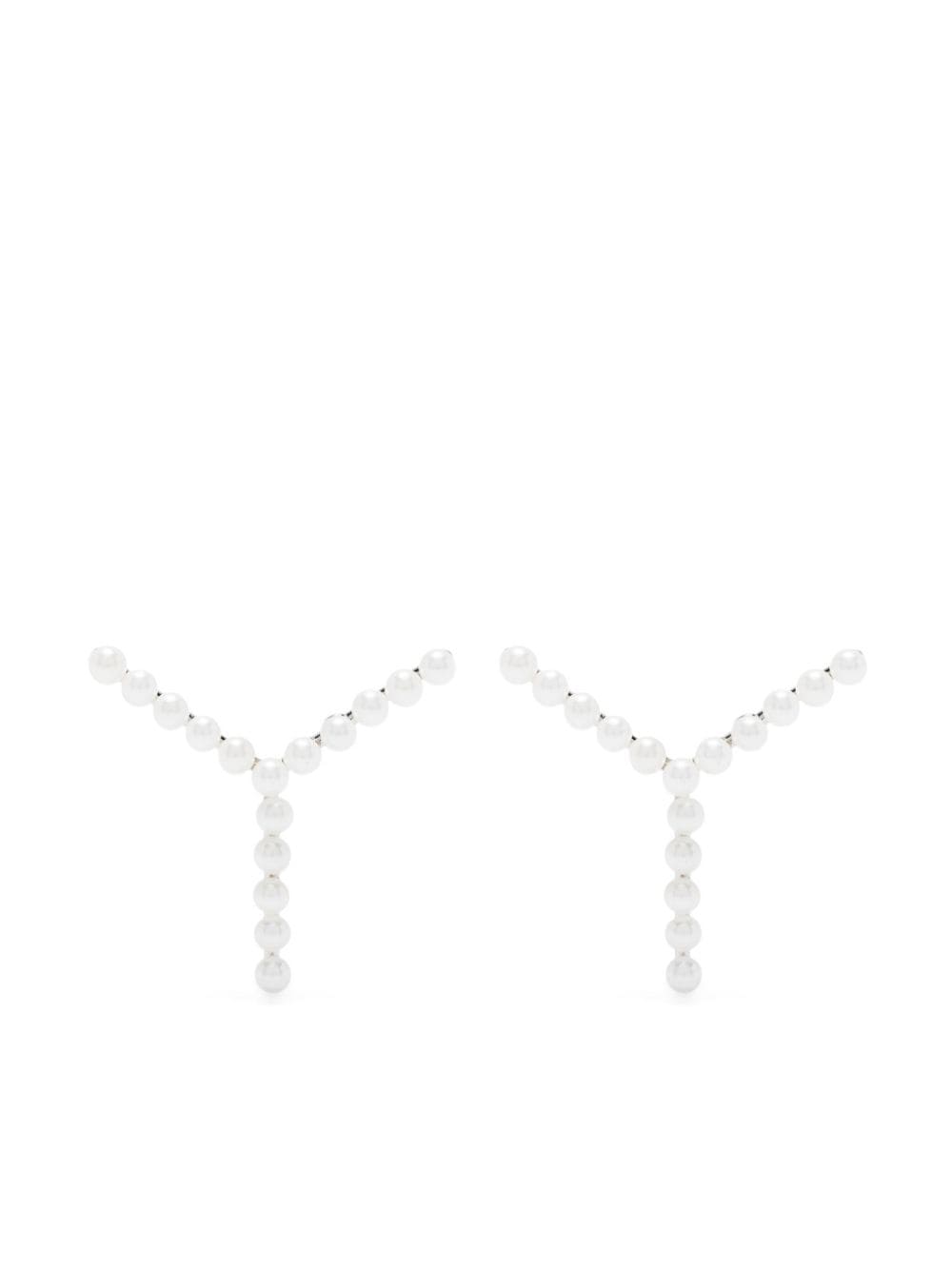 Y/Project Y-shaped mother-of-pearl earrings - White von Y/Project