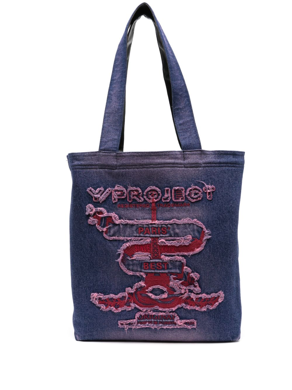 Y/Project embroidered denim tote bag - Blue von Y/Project