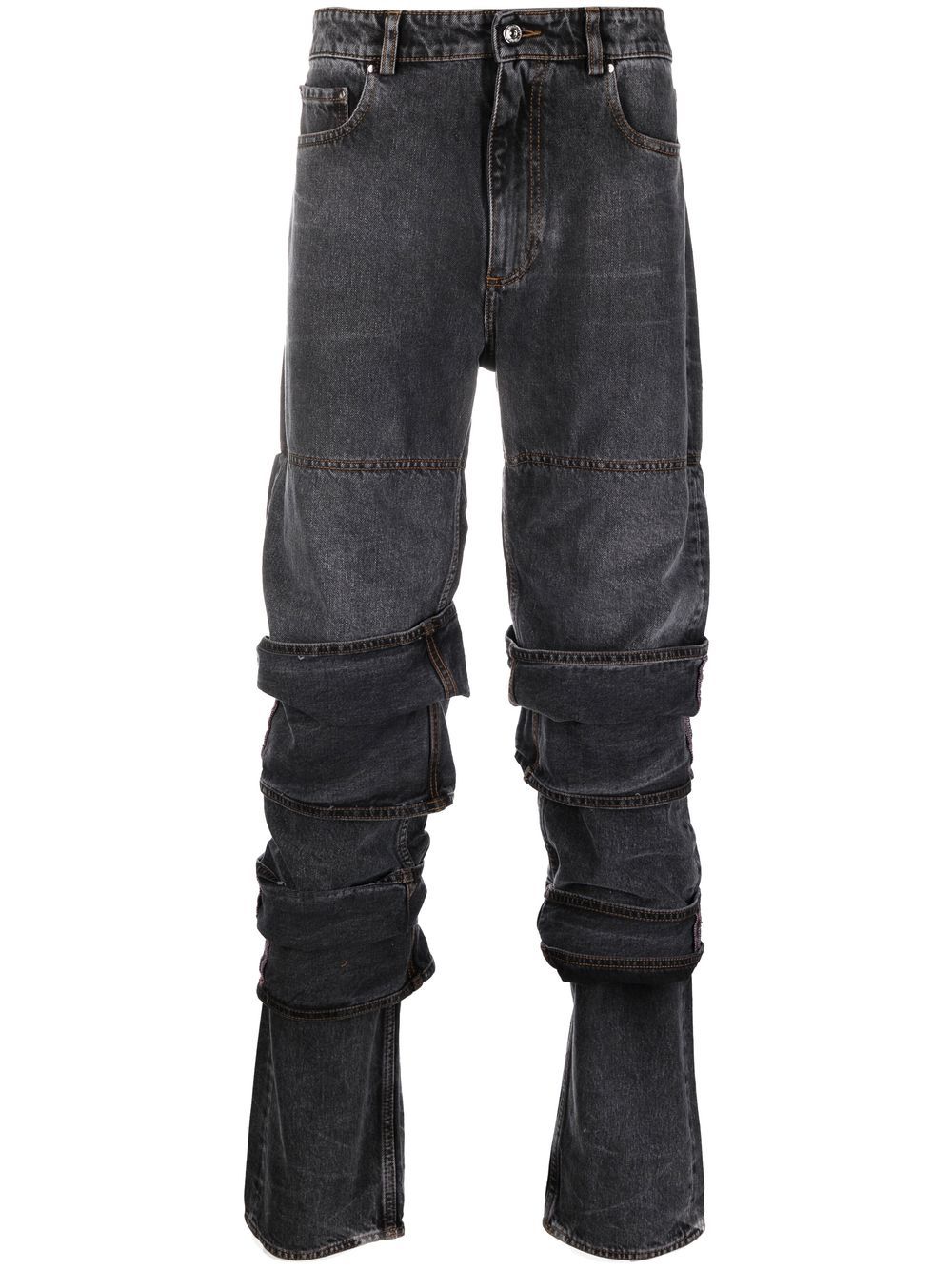 Y/Project Multi-Cuff layered-design jeans - Black von Y/Project