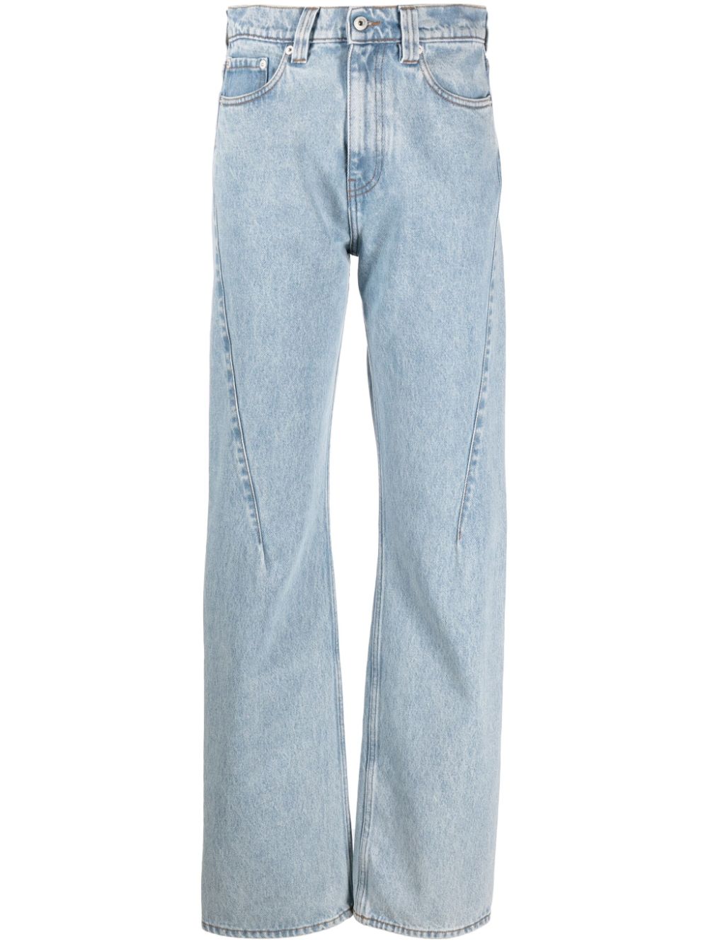 Y/Project logo-embroidered high-rise straight-leg jeans - Blue von Y/Project