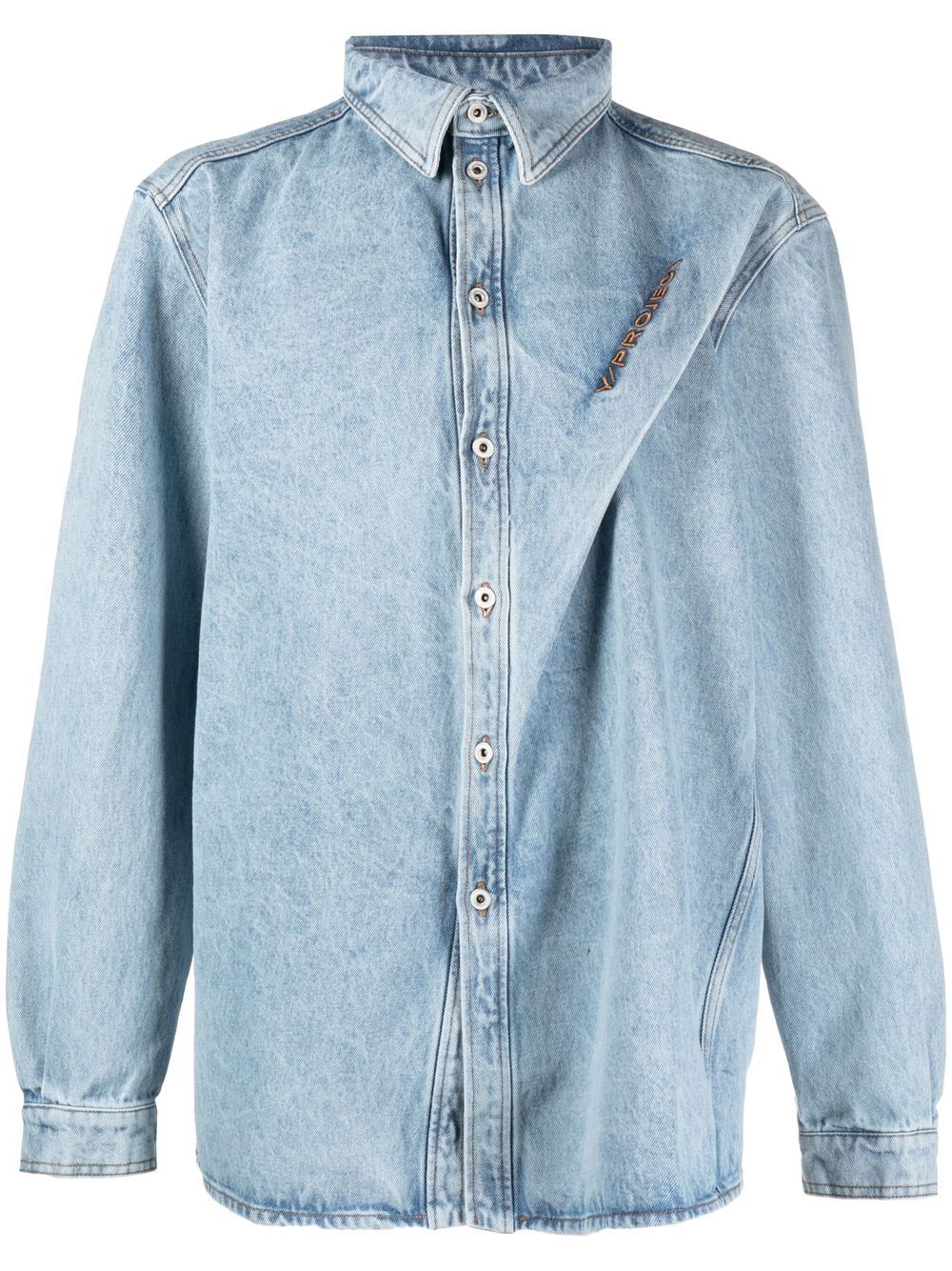 Y/Project logo-embroidered oversized denim shirt - Blue von Y/Project