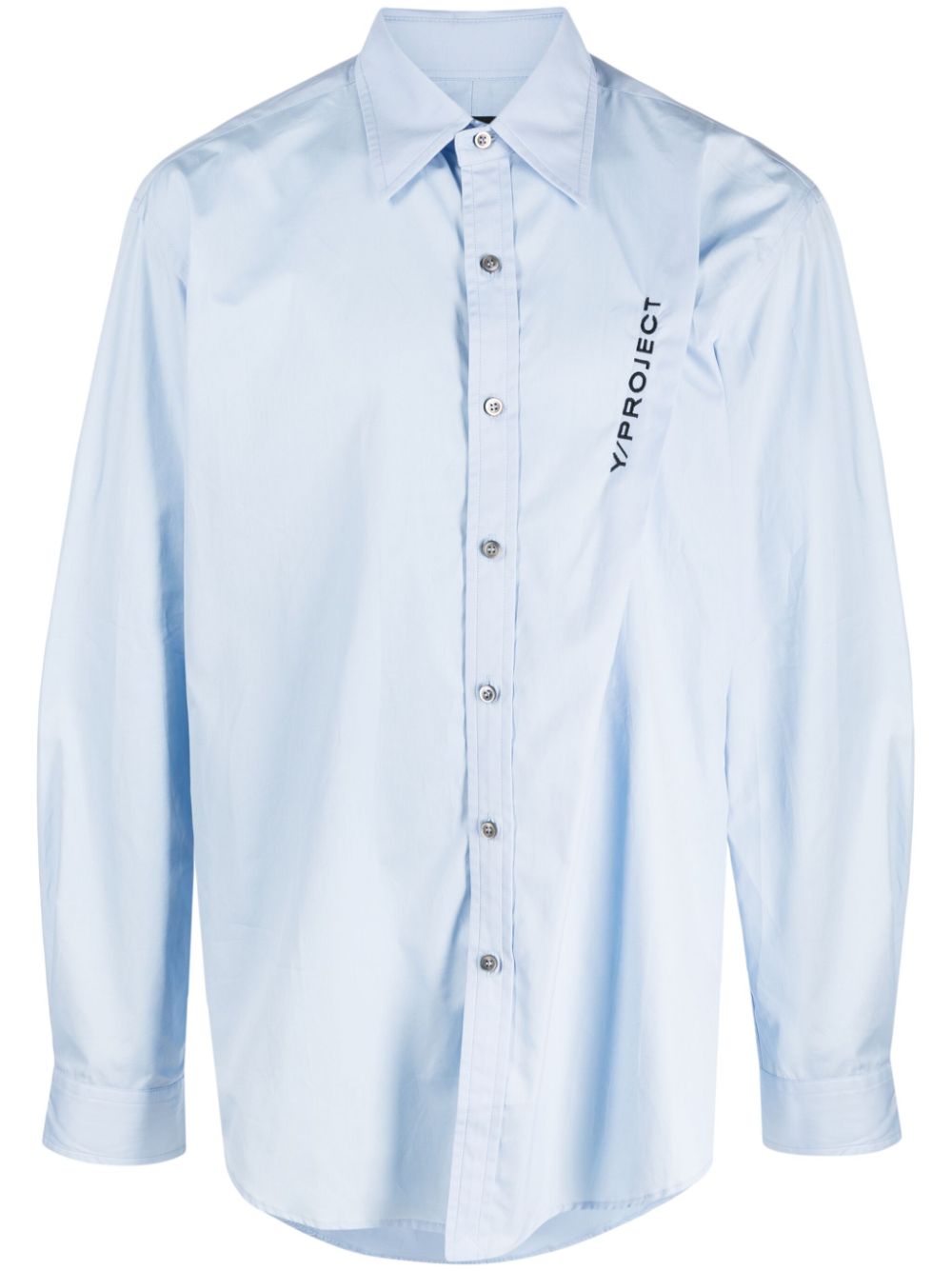 Y/Project logo-embroidered pinched cotton shirt - Blue von Y/Project