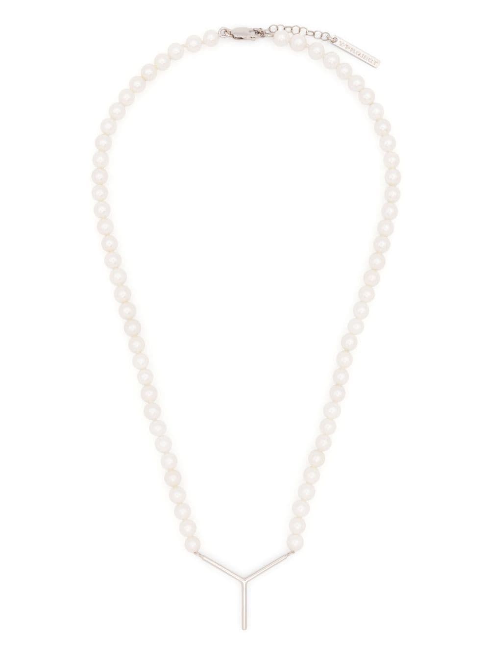 Y/Project logo-pendant faux-pearl necklace - White von Y/Project