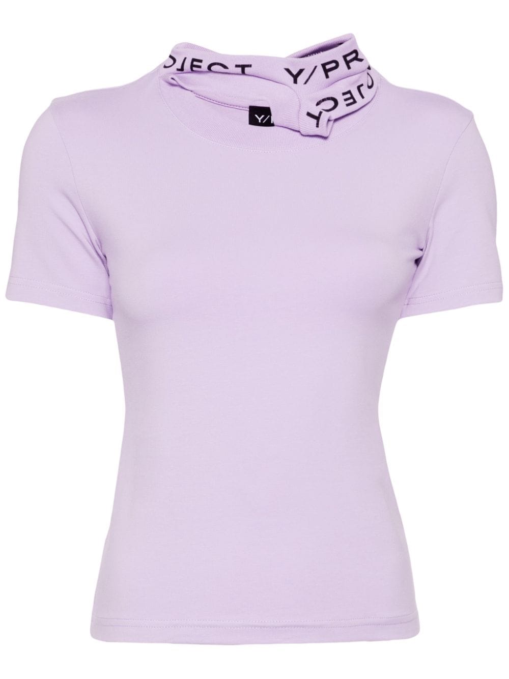 Y/Project logo-print collar jersey T-shirt - Purple von Y/Project