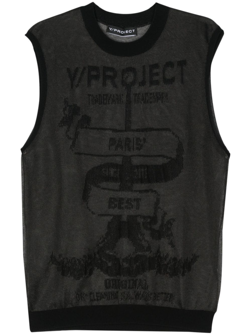 Y/Project semi-sheer sleeveless jumper - Black von Y/Project