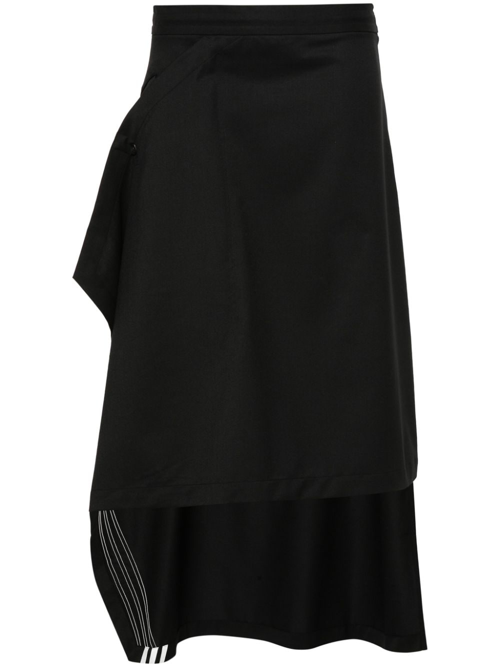 Y-3 3-Stripes-logo asymmetric skirt - Black von Y-3