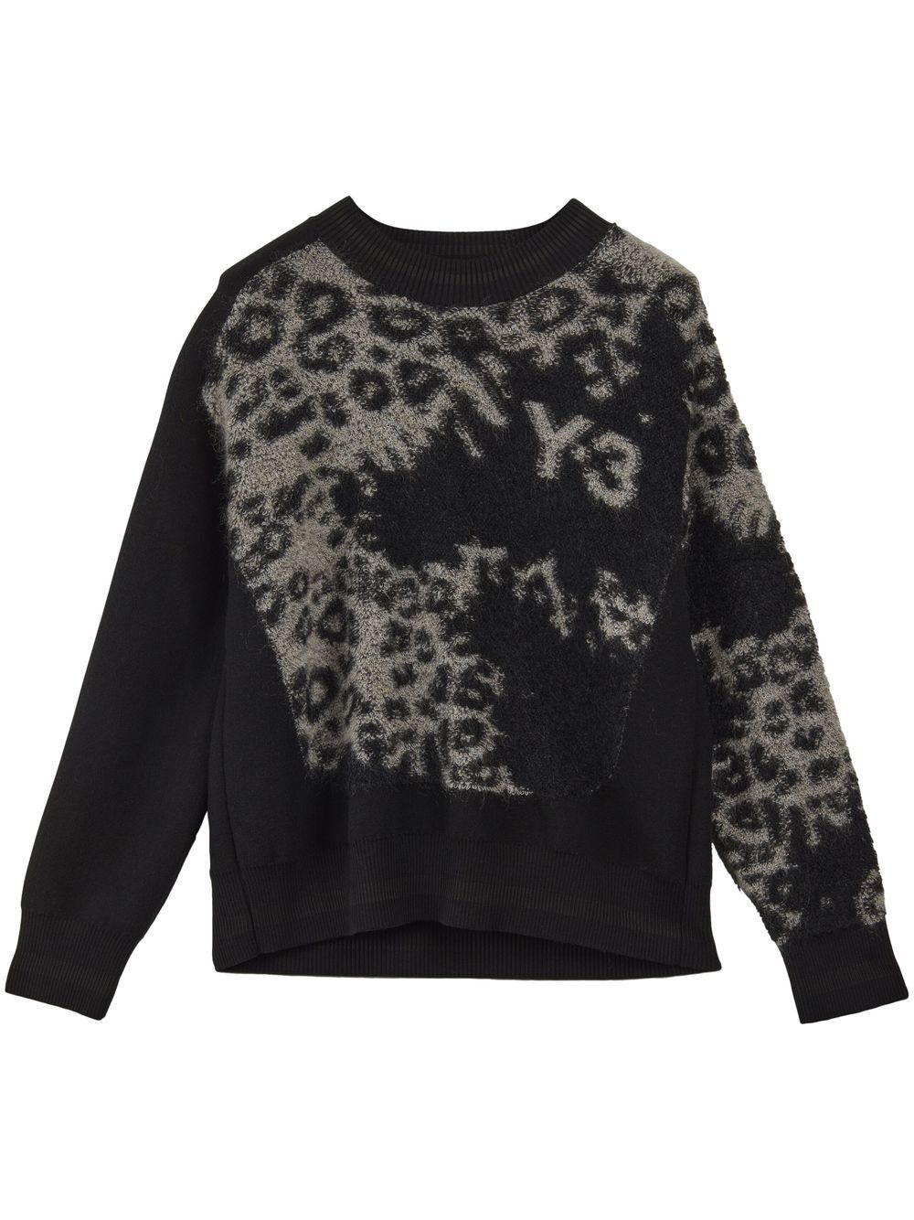 Y-3 leopard-print crew-neck jumper - Black von Y-3