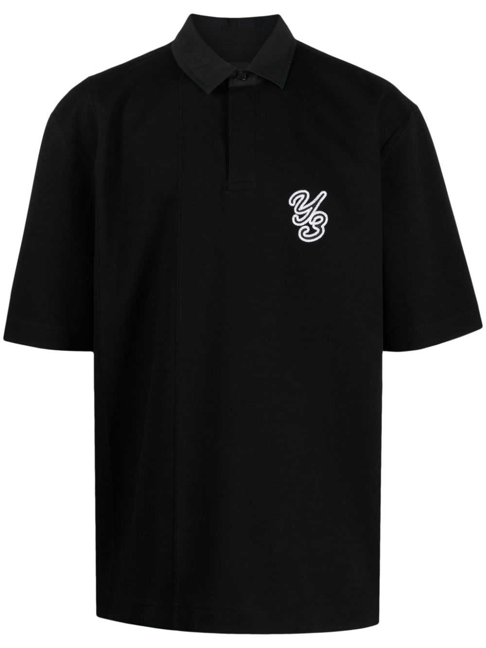 Y-3 logo-appliqué polo shirt - Black von Y-3