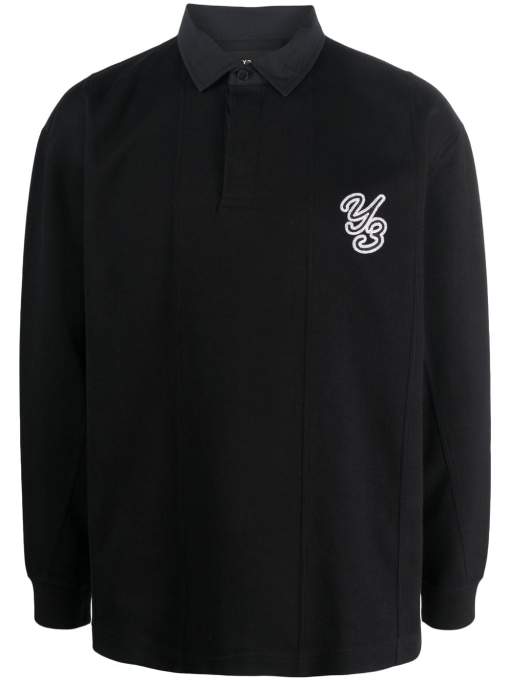 Y-3 logo-embroidered cotton shirt - Black von Y-3