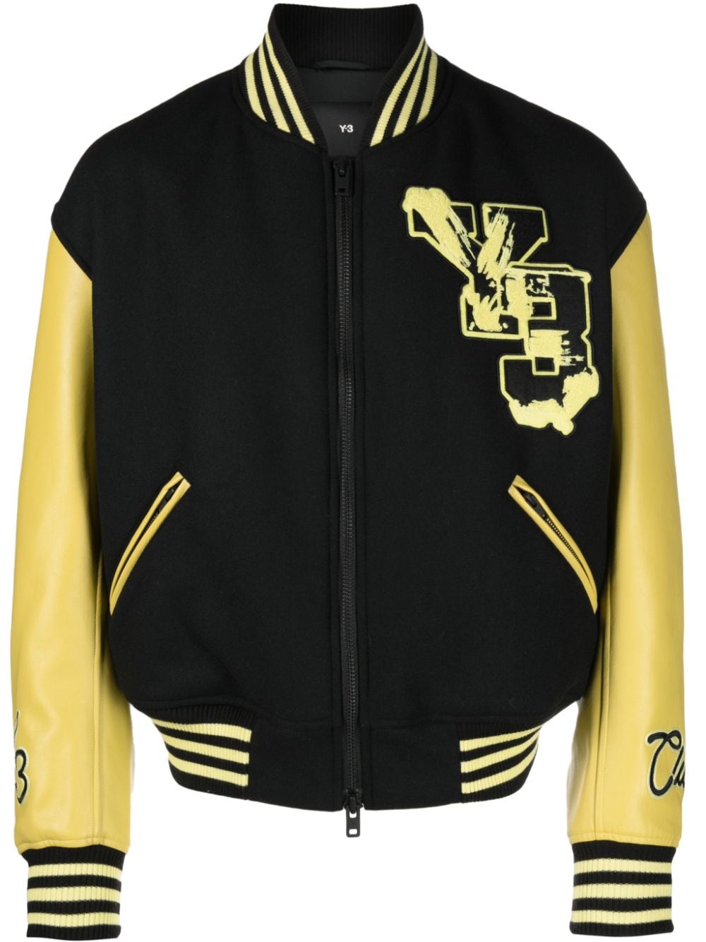 Y-3 logo-patch letterman jacket - Black von Y-3