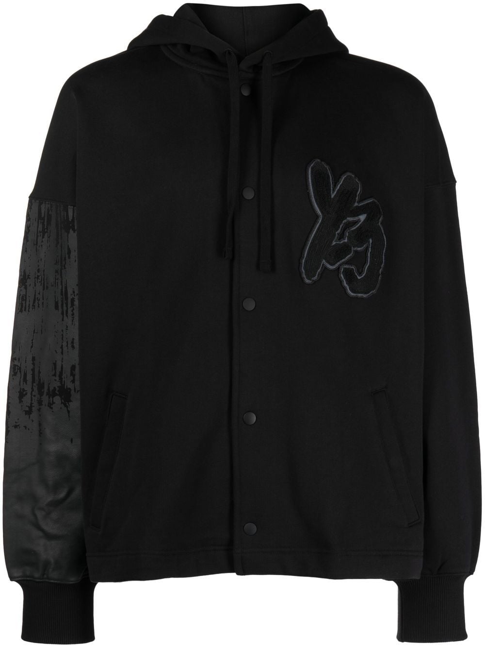 Y-3 logo-patch organic cotton hoodie - Black von Y-3