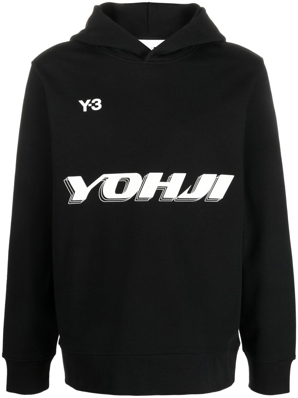 Y-3 logo-print cotton hoodie - Black von Y-3