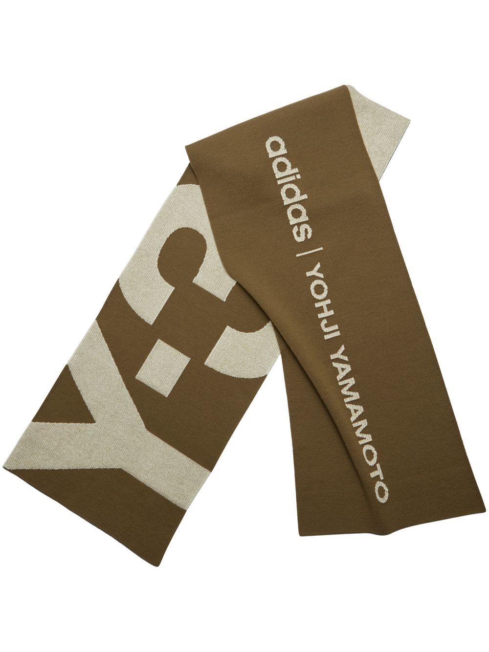 Y-3 logo-print ribbed scarf - Green von Y-3