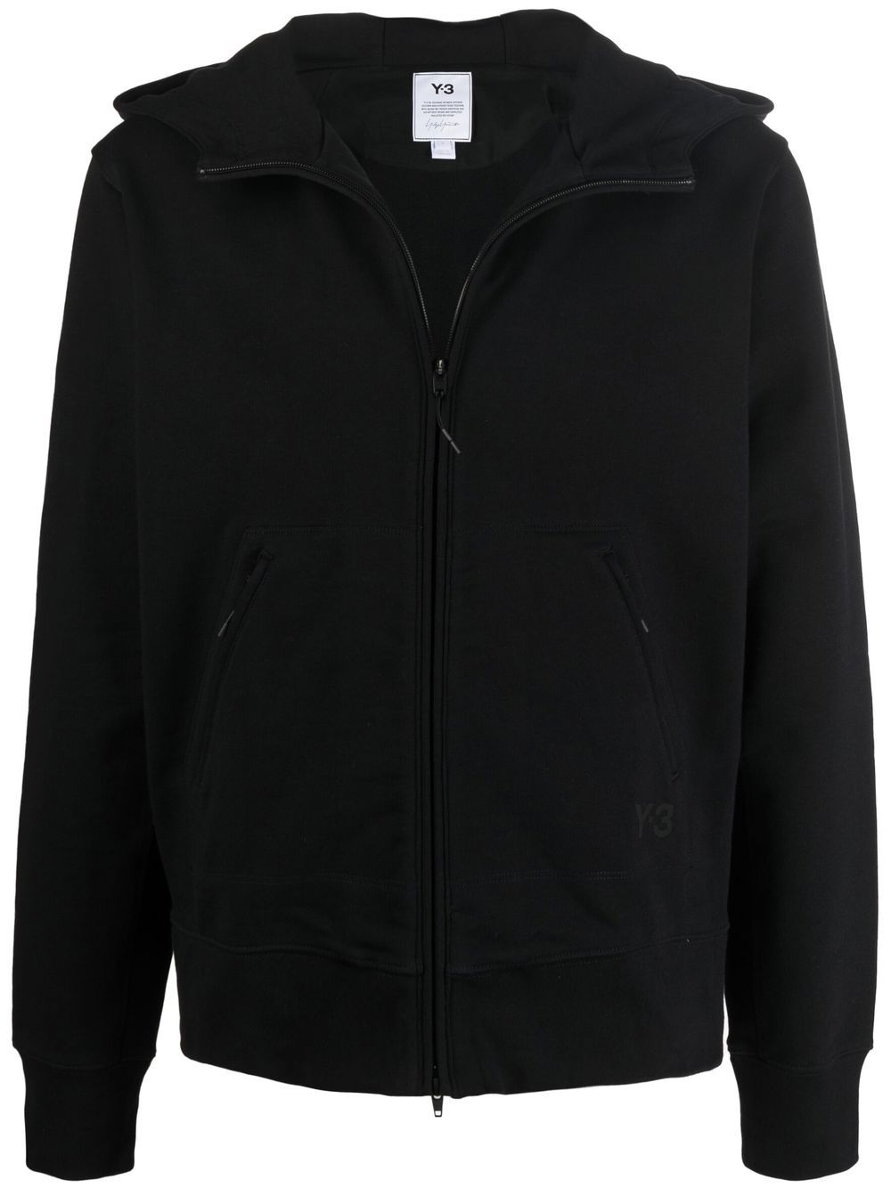 Y-3 logo-print zip-up hoodie - Black von Y-3