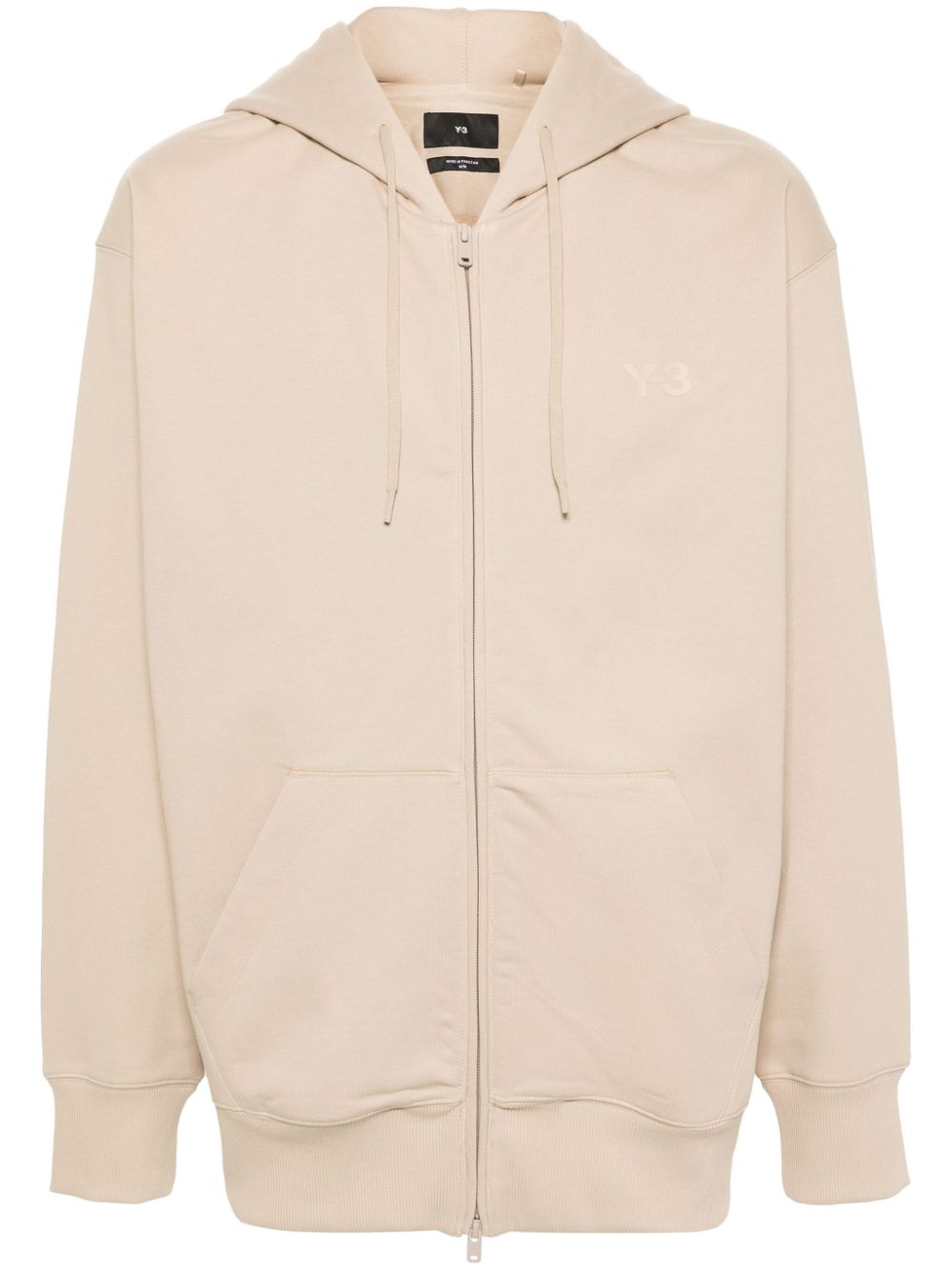 Y-3 logo-print zip-up hoodie - Neutrals von Y-3