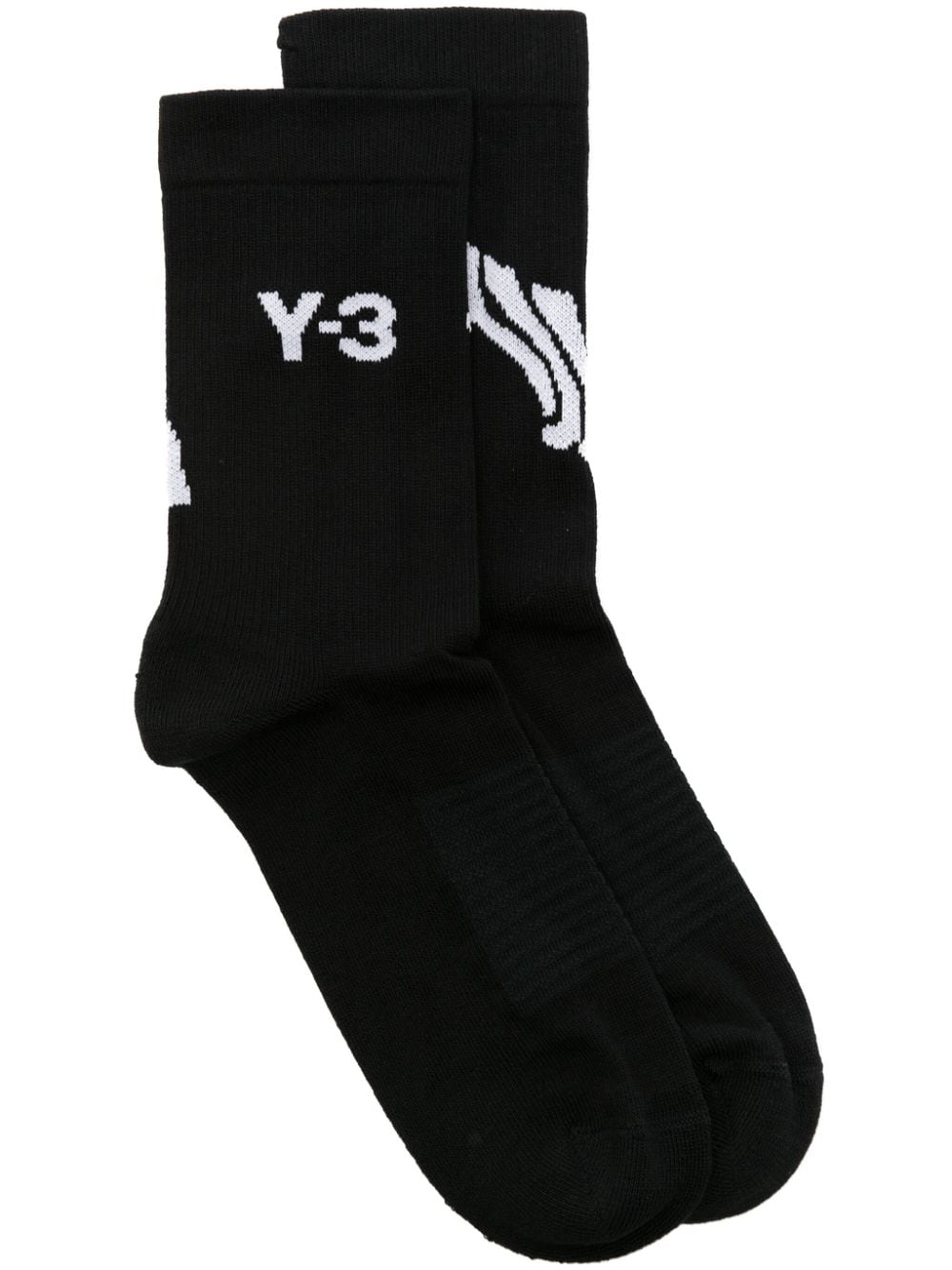 Y-3 x Adidas logo intarsia-knit socks - Black von Y-3