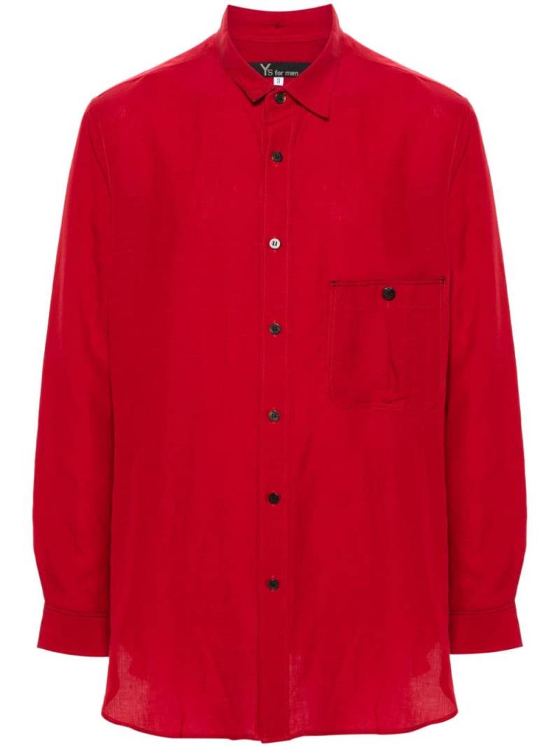 Y's asymmetric-collar linen-blend shirt - Red von Y's