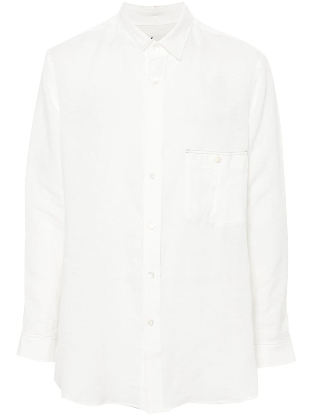 Y's asymmetric-collar linen shirt - White von Y's