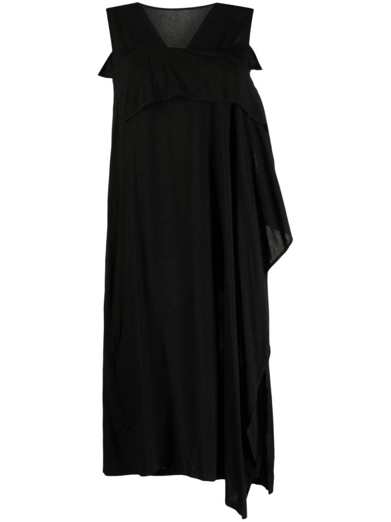 Y's asymmetric draped midi dress - Black von Y's