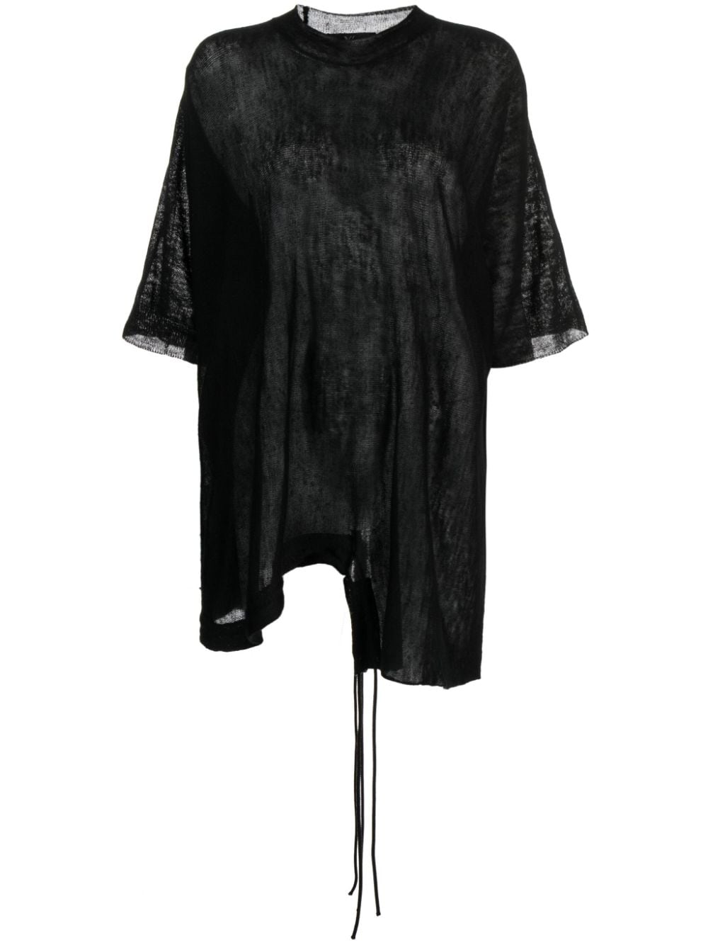 Y's asymmetric sheer fine-knit jumper - Black von Y's