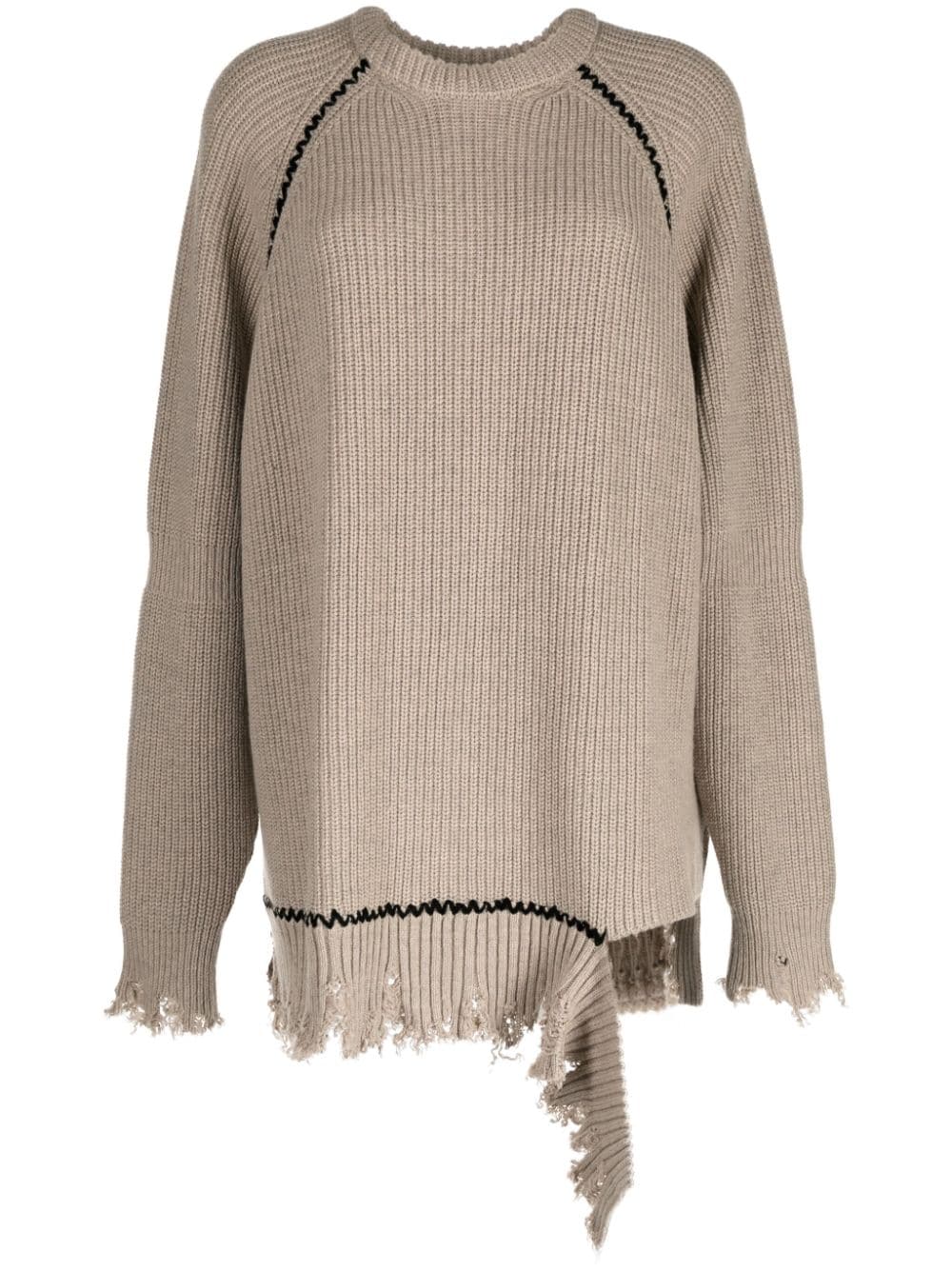 Y's distressed frayed jumper - Brown