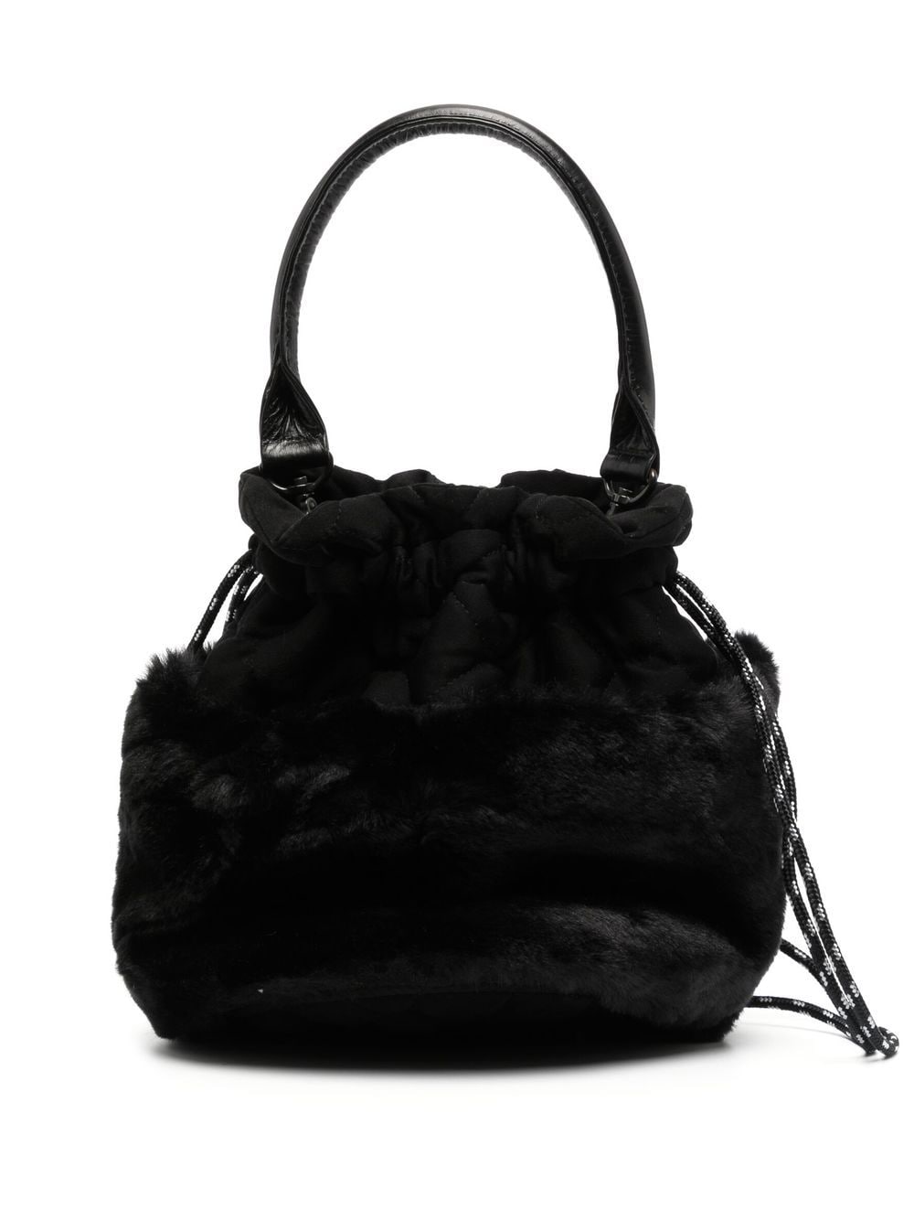 Y's faux-fur drawstring bucket bag - Black von Y's