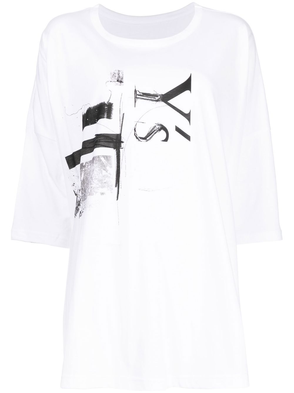 Y's half-sleeves printed T-shirt - White von Y's