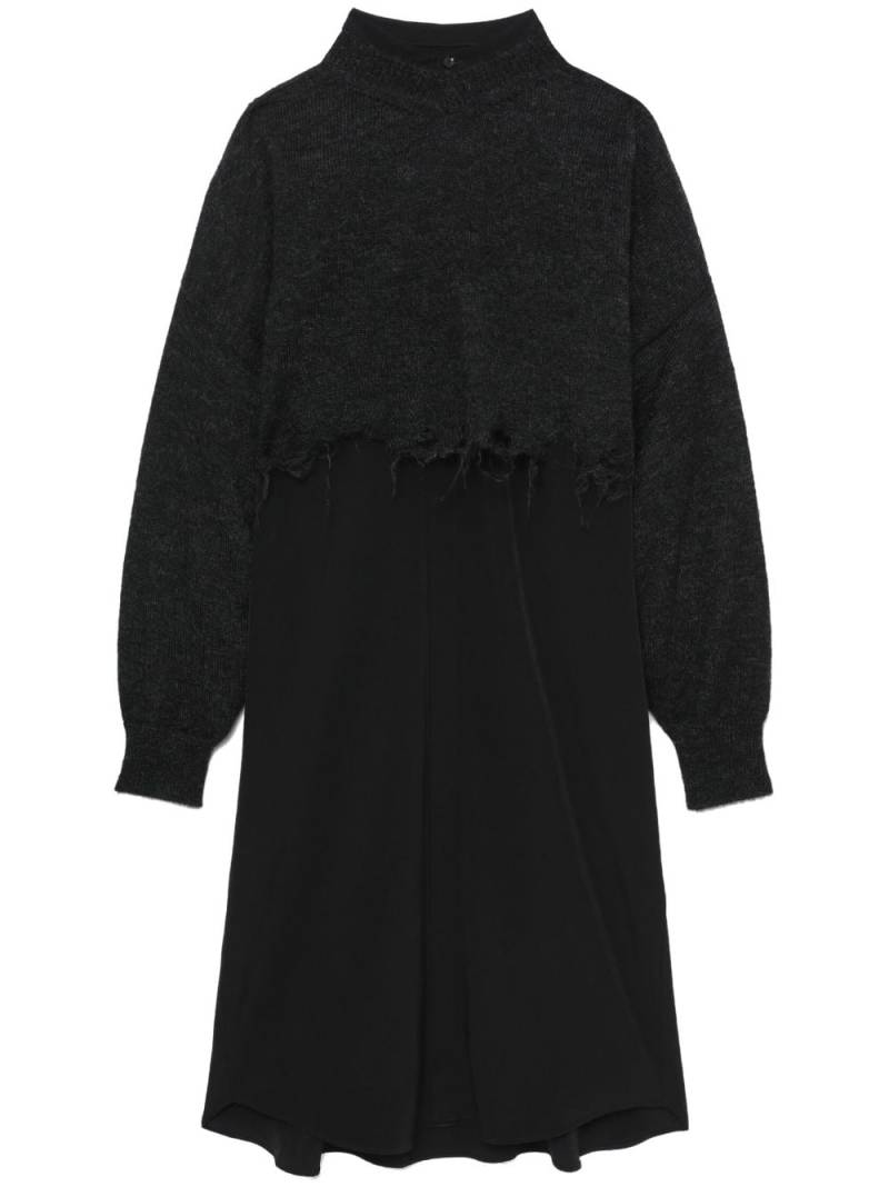 Y's layered-effect knitted midi dress - Black von Y's