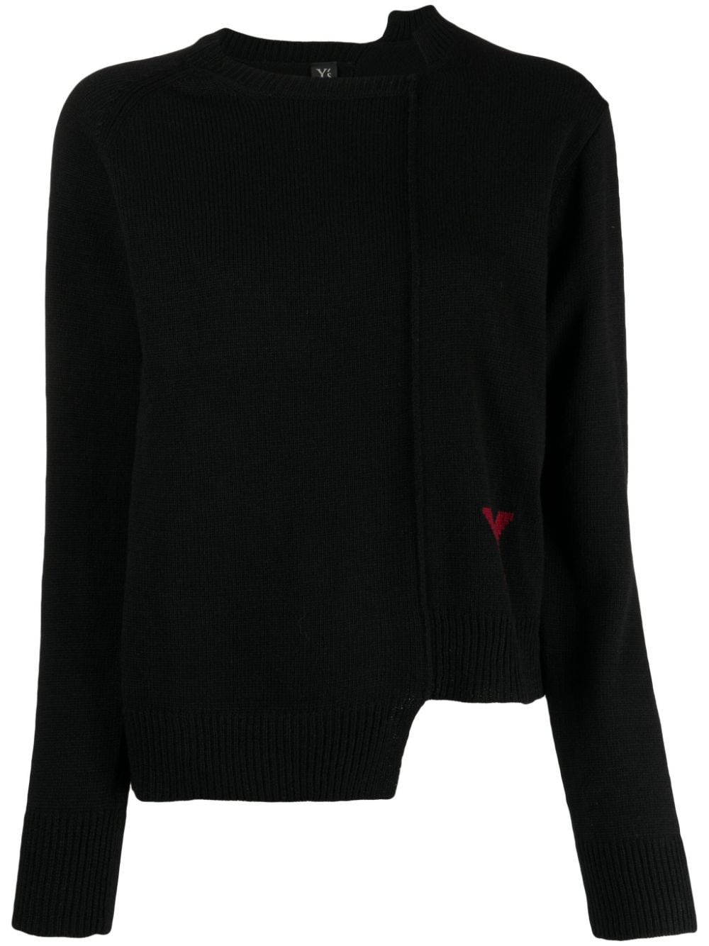 Y's logo intarsia-knit asymmetric jumper - Black von Y's