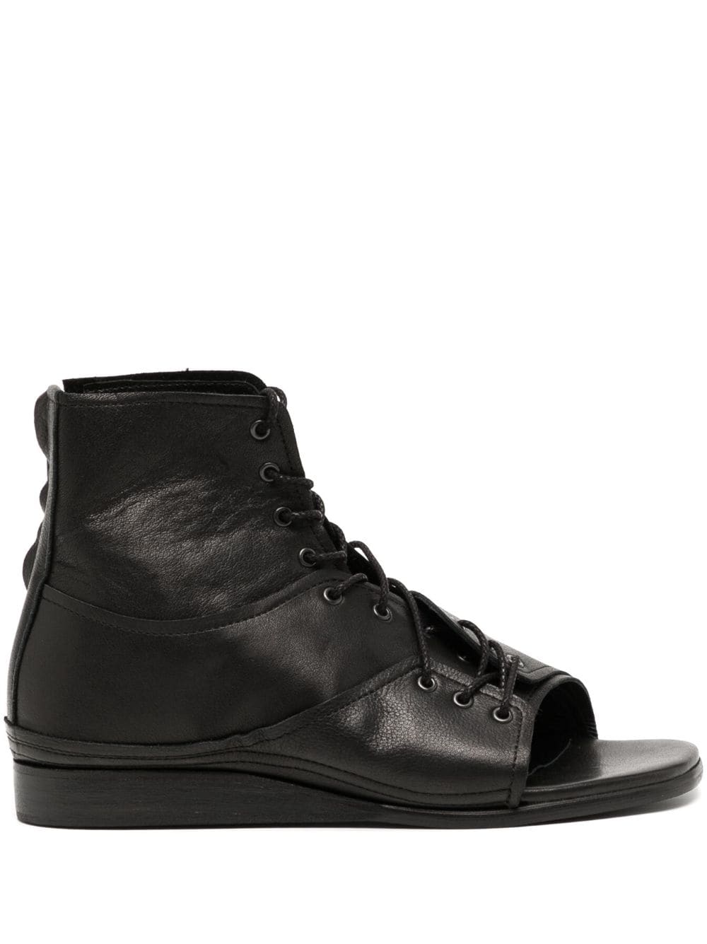 Y's open-toe leather boots - Black von Y's