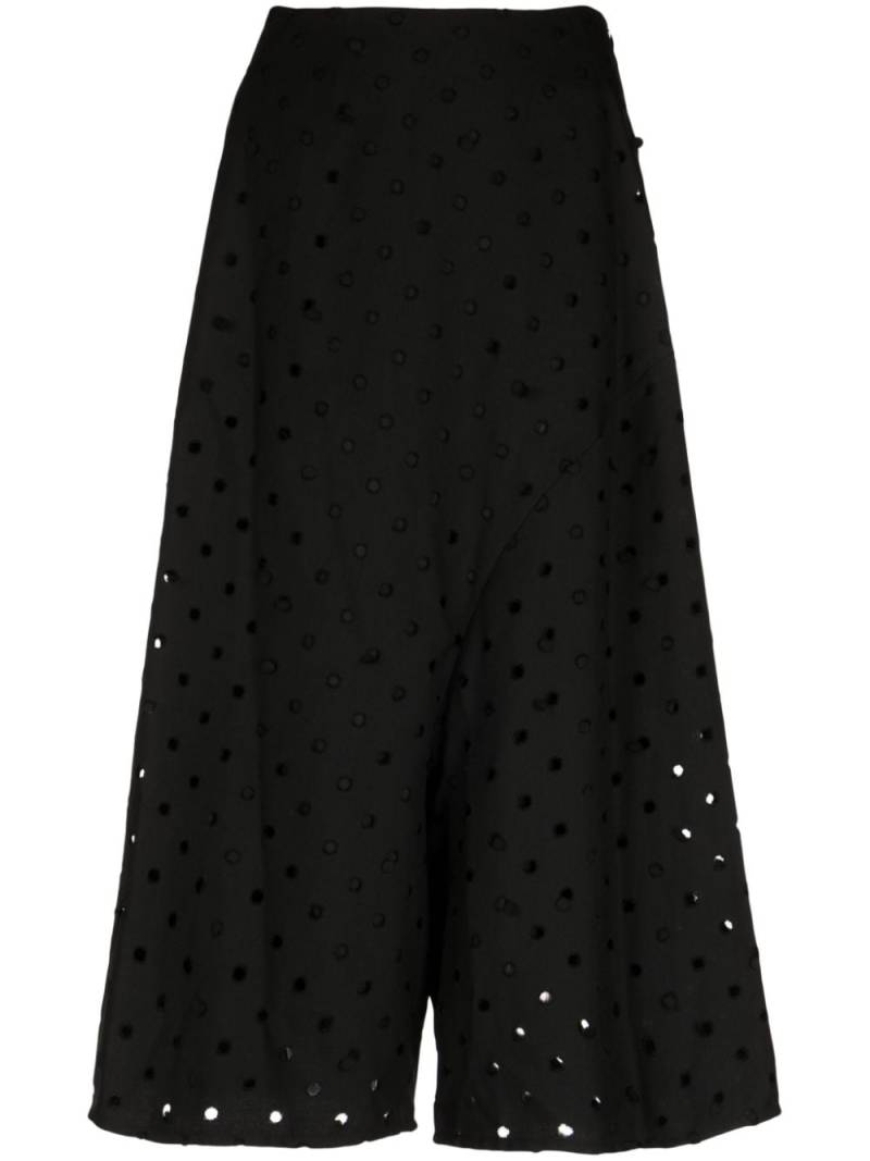 Y's polka dot gabardine cropped trousers - Black von Y's