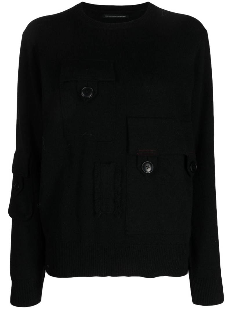 Y's ribbed wool jumper - Black von Y's