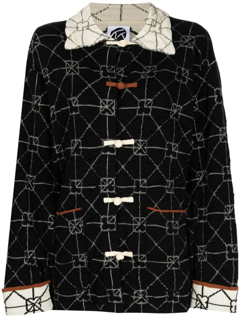 YANYAN KNITS June patterned intarsia-knit cardigan - Black von YANYAN KNITS